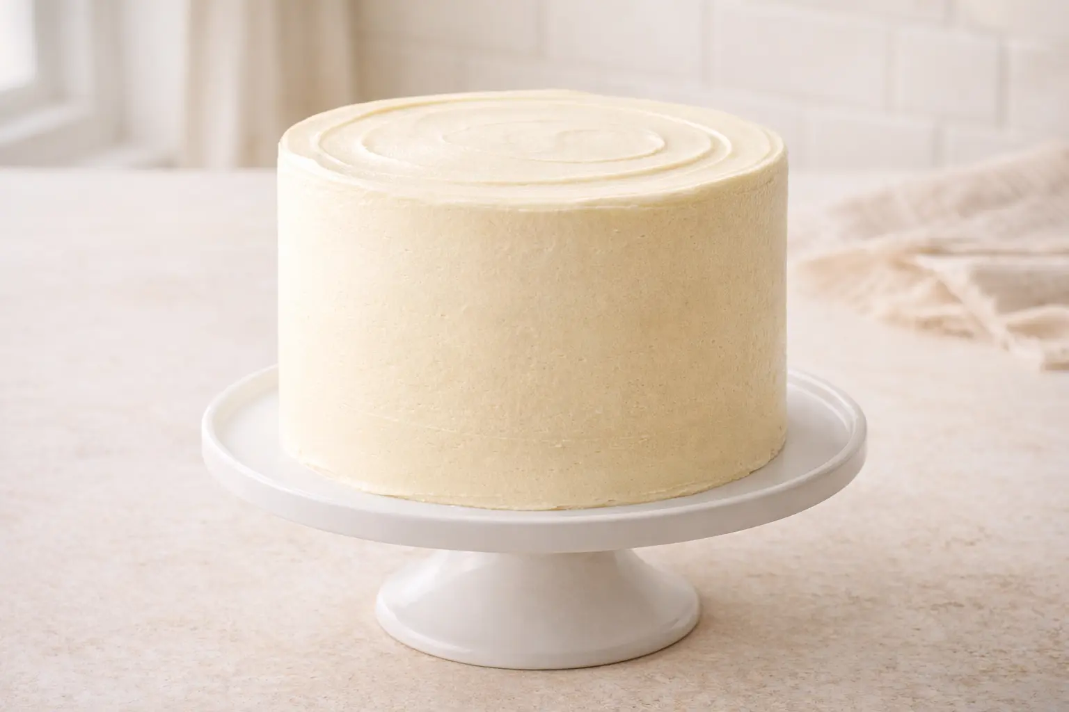 كيك مزين بطبقة كريمة ناعمة وبسيطة بأسلوب أنيق