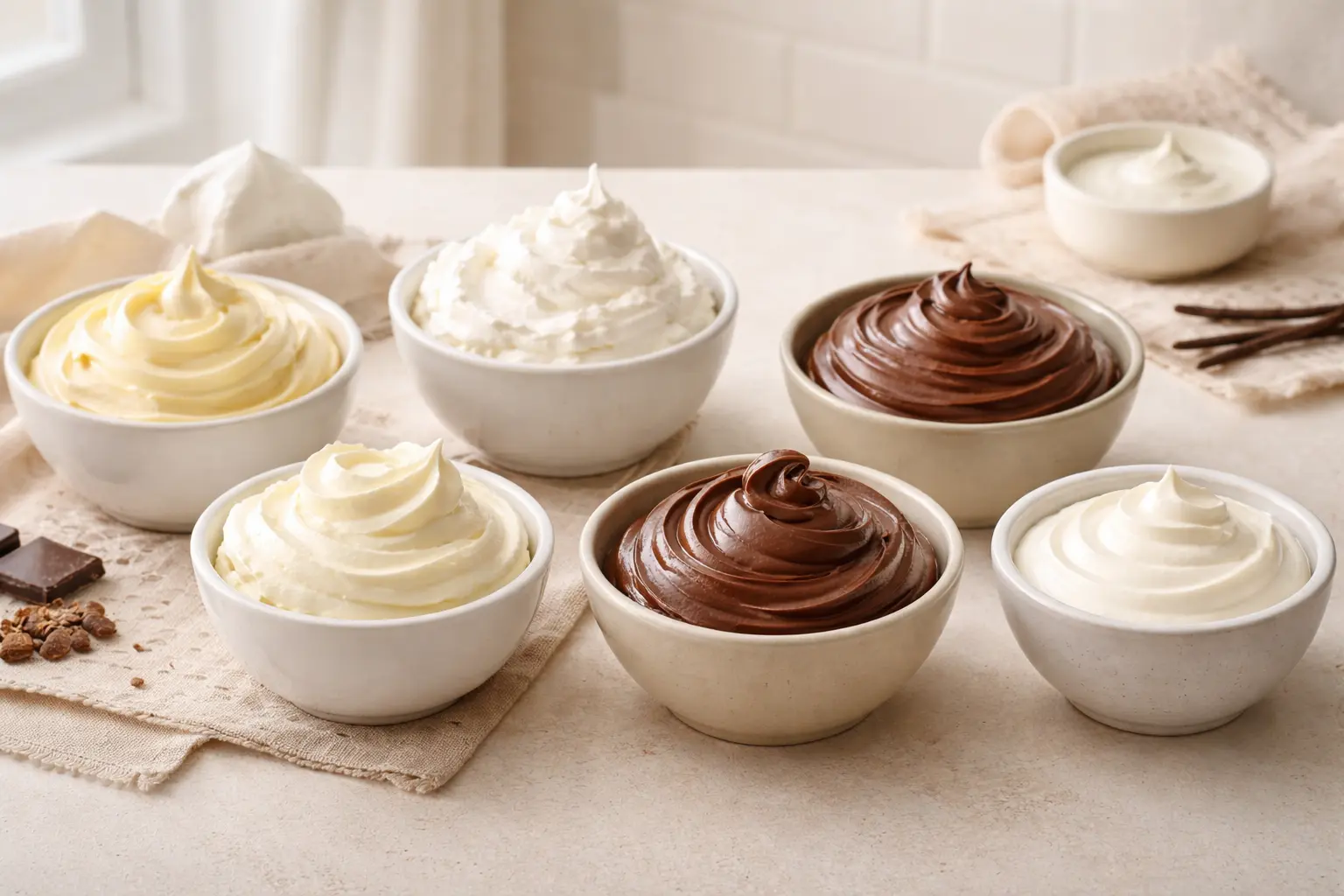 أنواع الكريمات المستخدمة في تزيين الكيك مع اختلاف القوام