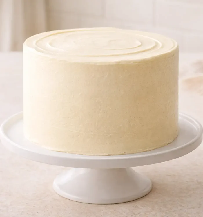 كيك مزين بطبقة كريمة ناعمة وبسيطة بأسلوب أنيق