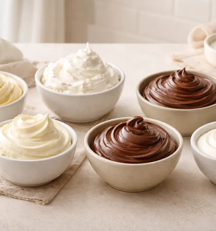 أنواع الكريمات المستخدمة في تزيين الكيك مع اختلاف القوام